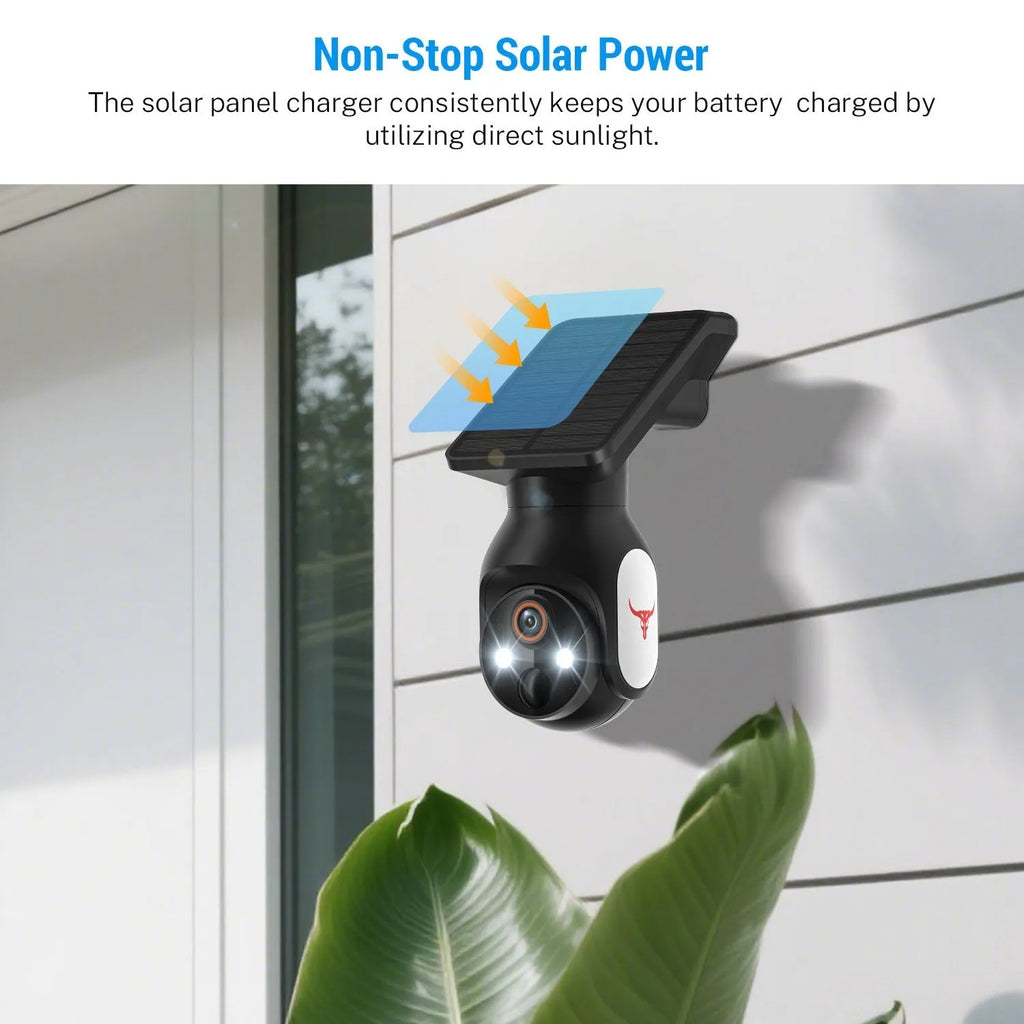 Wireless solar battery dome camera 1080p ABS plastic black outdoor home security