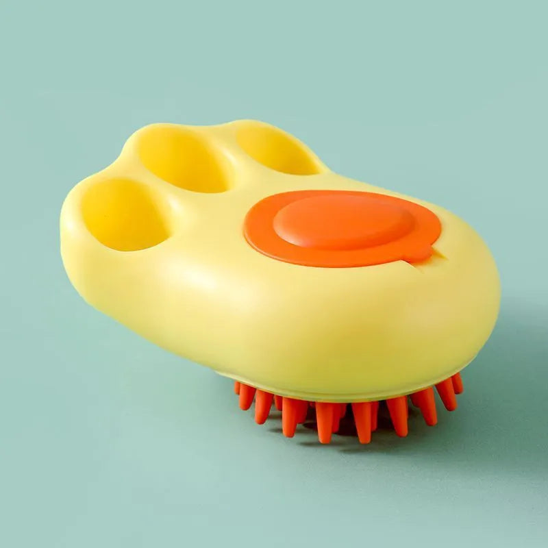 Cat claw shaped bath brush with soft silicone bristles for pet massage and cleaning