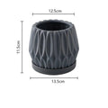 Grey ceramic tabletop flowerpot for plants with simple design and medium size