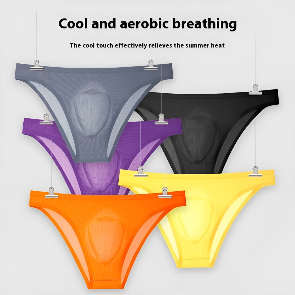 Ultra-thin ice silk seamless briefs in a low waist design, shown in a solid colour on a neutral background.