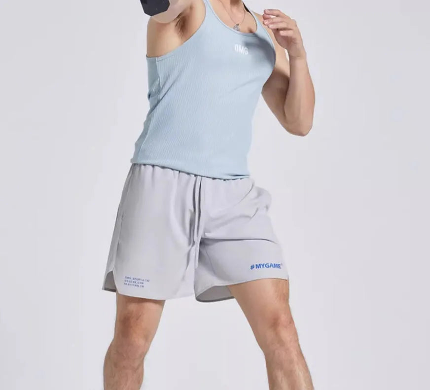 Men's training shorts in a polyester and spandex blend, shown in a colour option from the Midnight Blue, Black, Grey, White range.