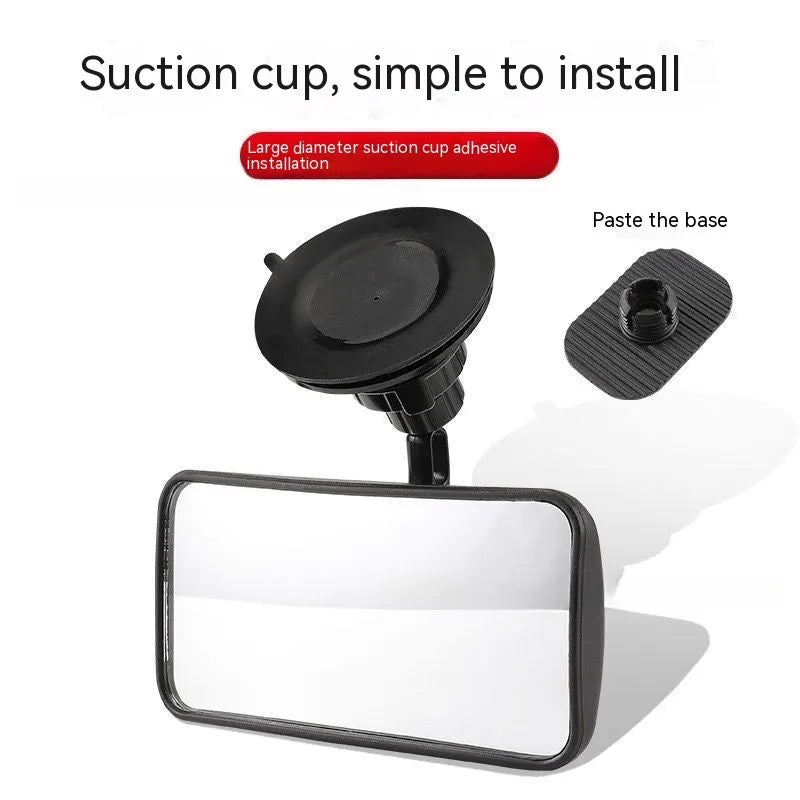 Black 360-degree rotation rearview mirror for cars with ABS glass construction and sucker mounting