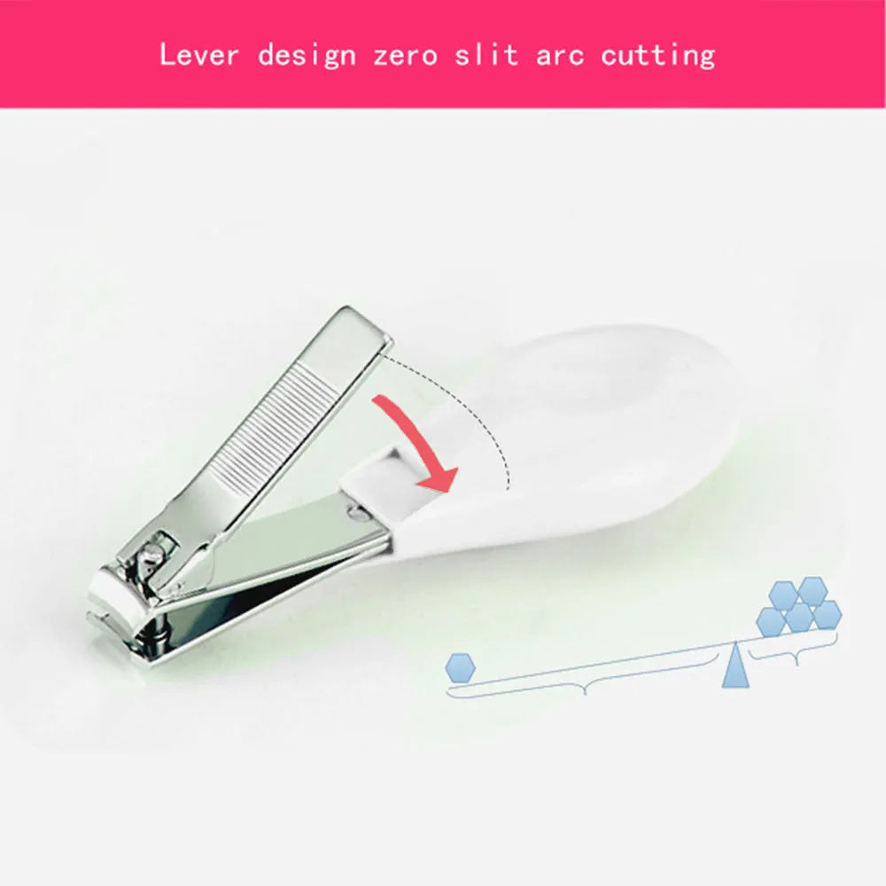 Crimson cherry pink case containing a 6-piece baby nail comb and grooming care set.