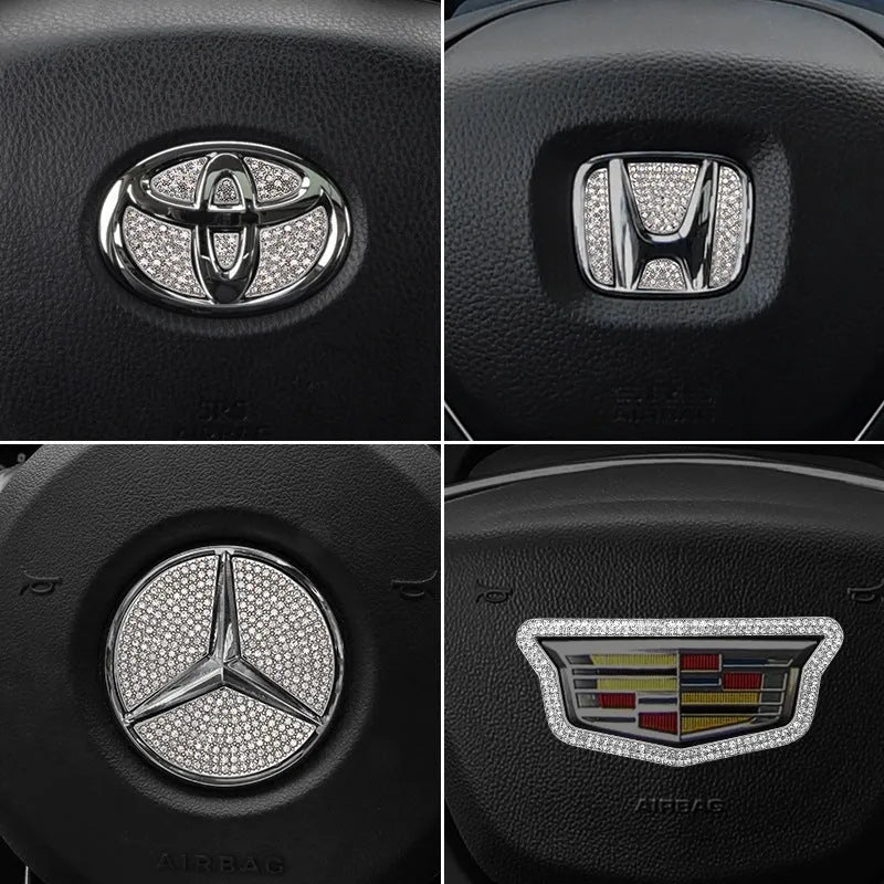 Zinc alloy diamond pattern decorative sticker for Toyota steering wheel centre