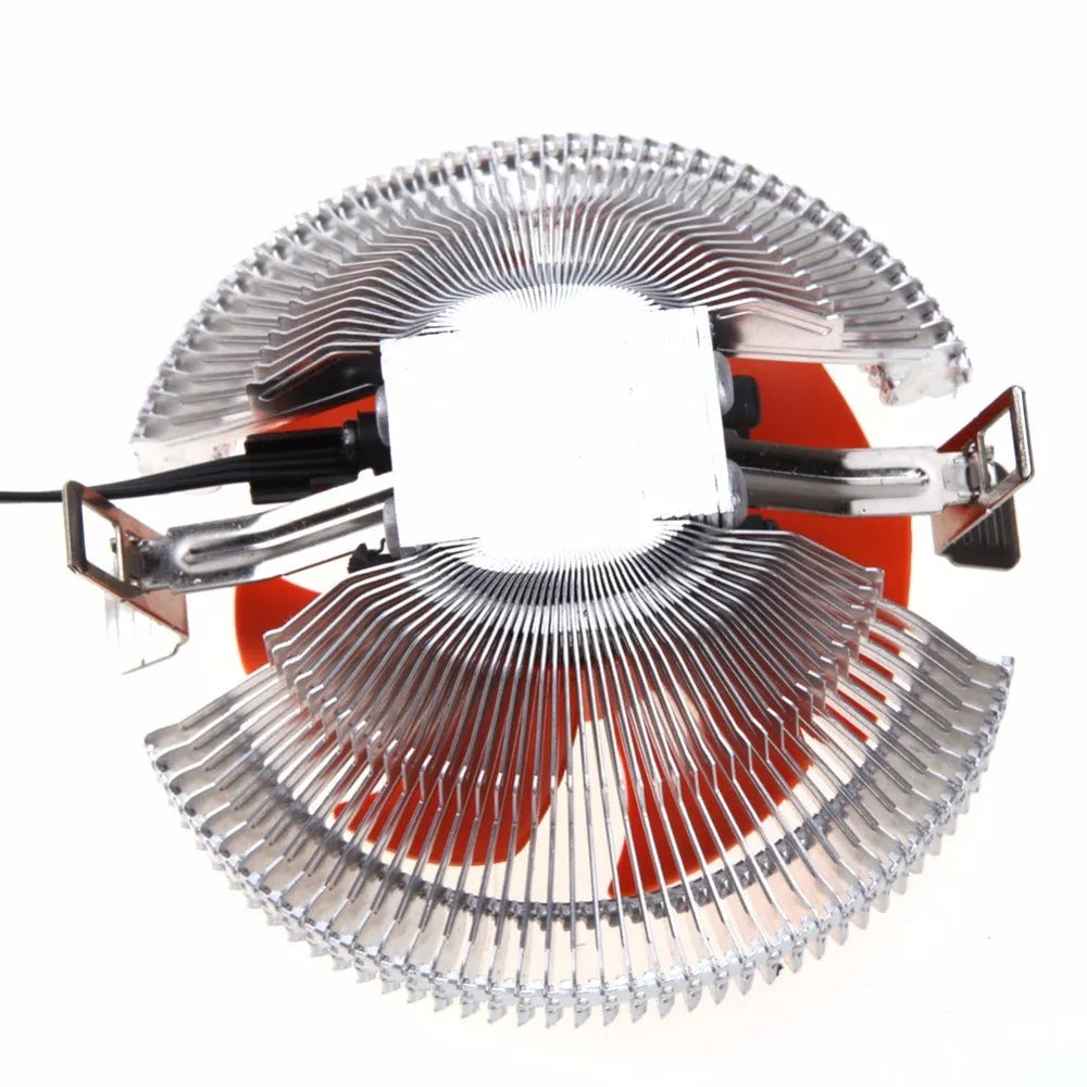 Orange 12V DC PC CPU cooler fan with square design and black chassis for Intel and AMD processors