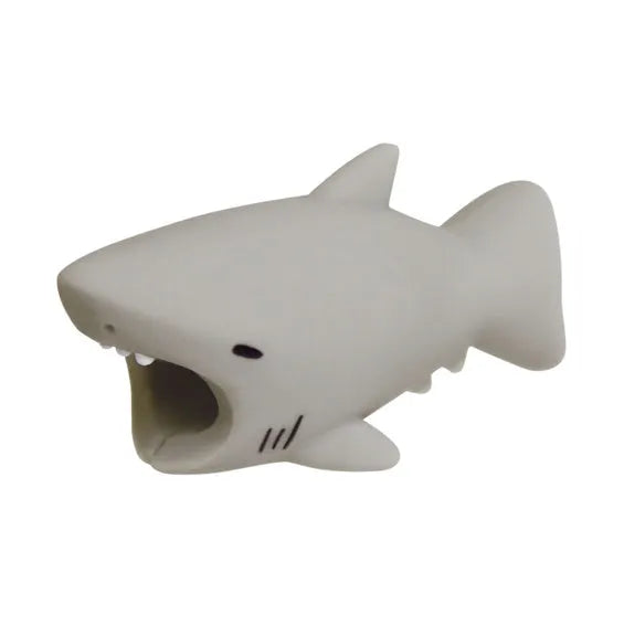 iPhone Lightning cable protector in an animal design, shown on the end of a charging cable.