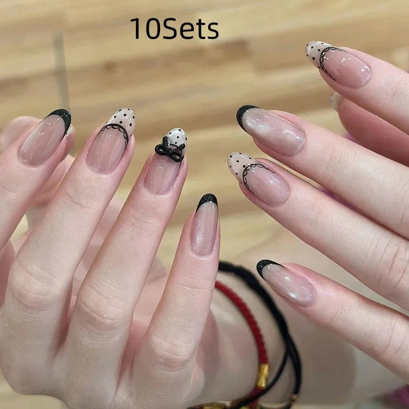 Square shaped acrylic false nails set with nail glue for DIY manicure