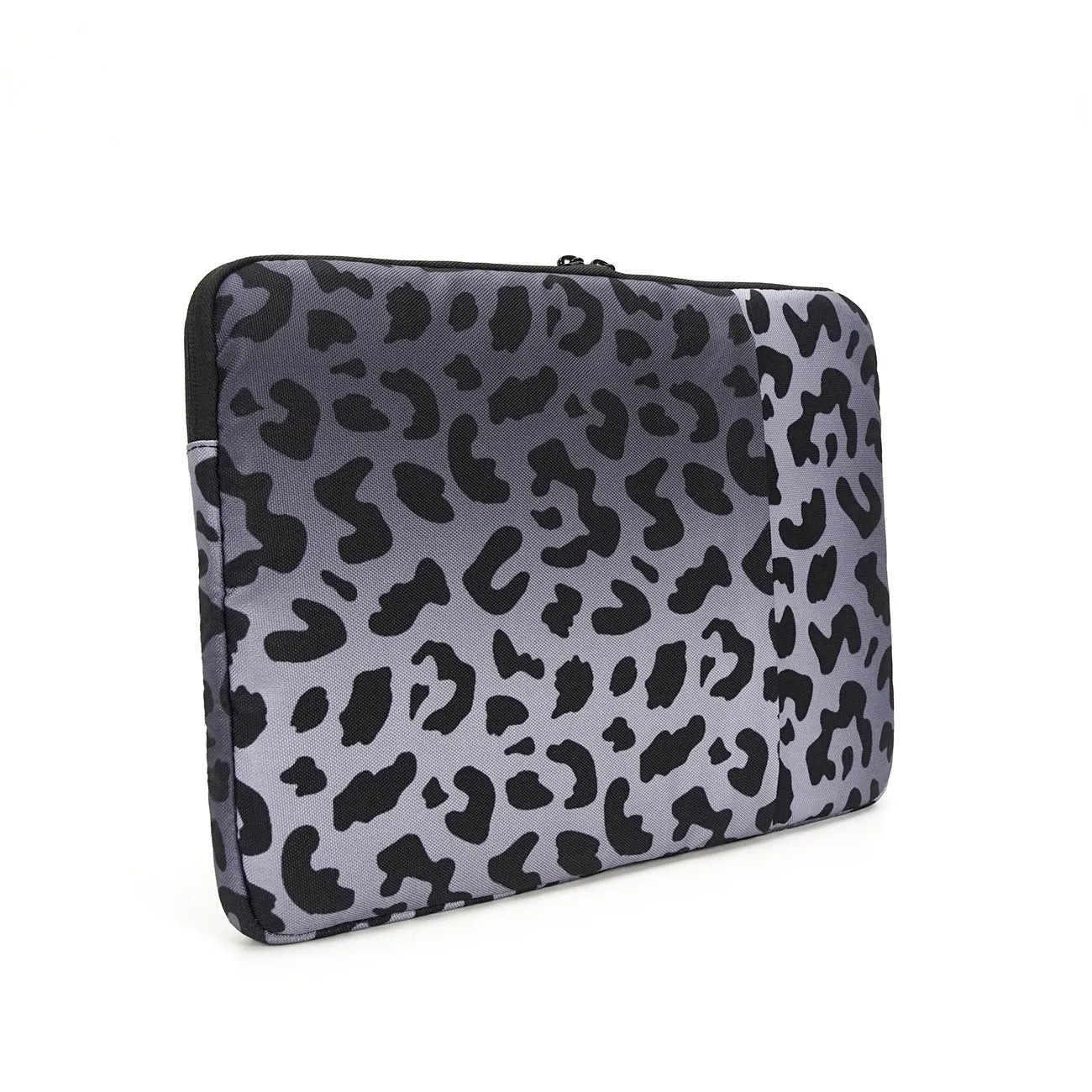 Leopard print polyester laptop sleeve for 13-inch to 16-inch devices with anti-shock waterproof protection