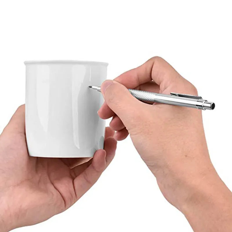Silver aluminium glass marking pen with tungsten carbide tip, strike pen design, 1 kit