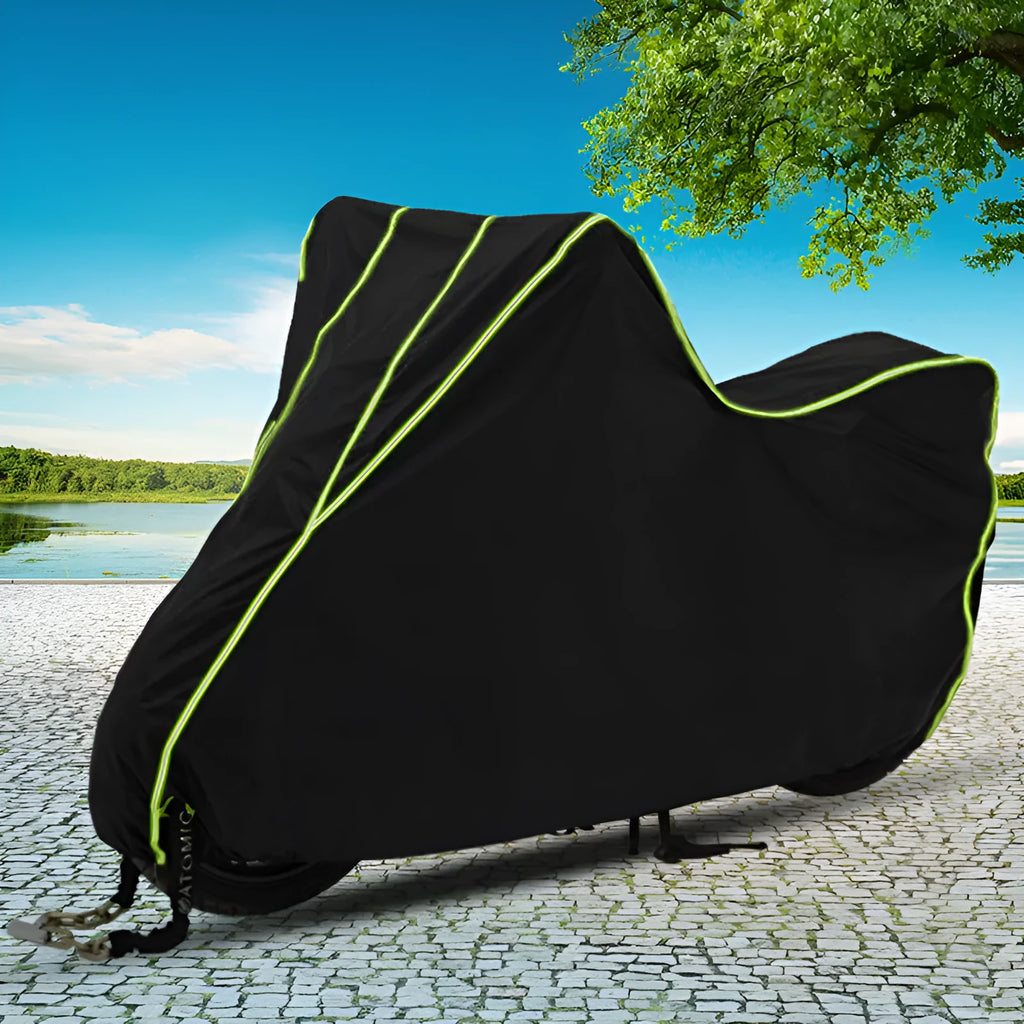 Thick motorcycle cover in nylon and PVC coating for outdoor storage with size options S to XXL