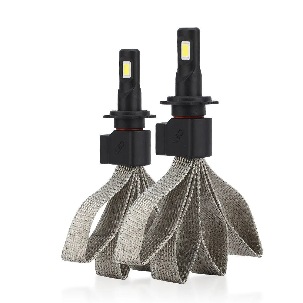 Set of two car LED headlight bulbs in 6000K white light with H1/H3/H7 base for 60W 6400-8000lm replacement