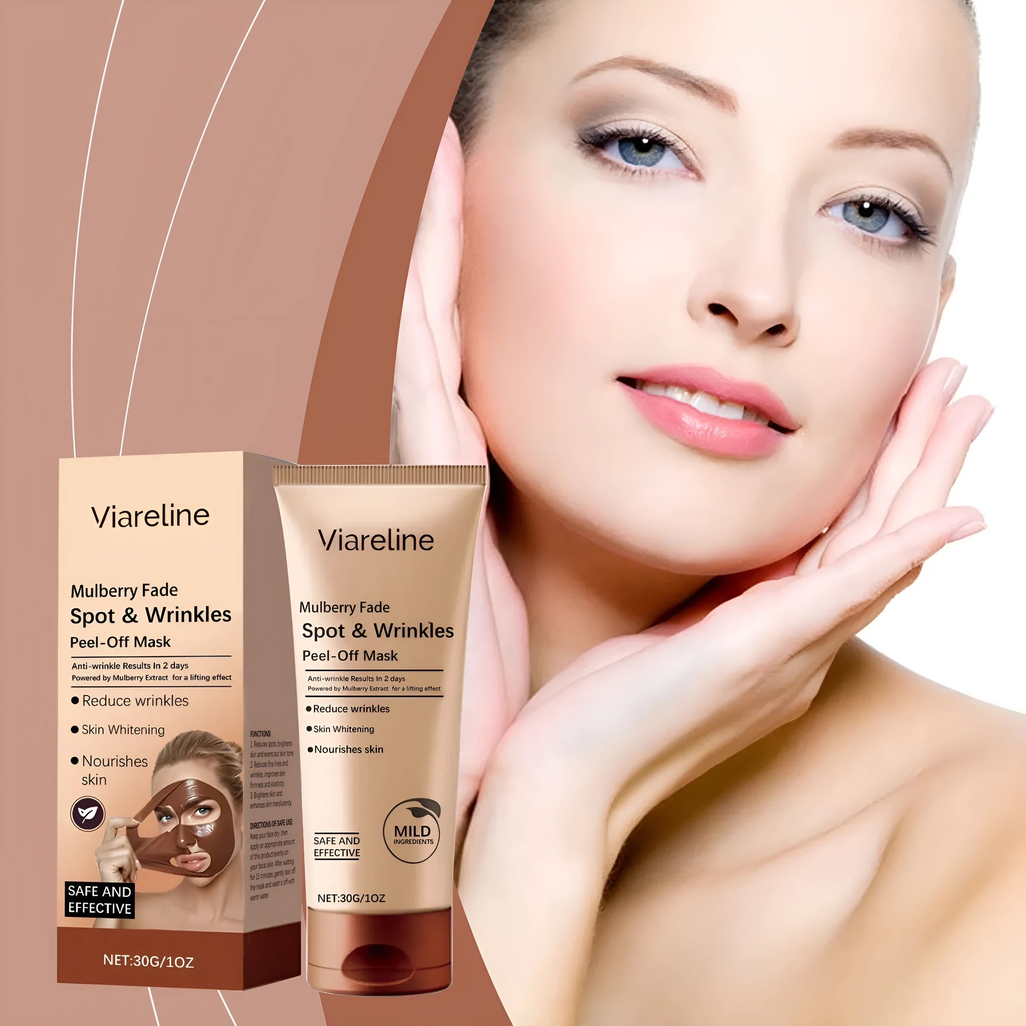 Single-use 30g facial mask for wrinkle reduction and delicate skin care.