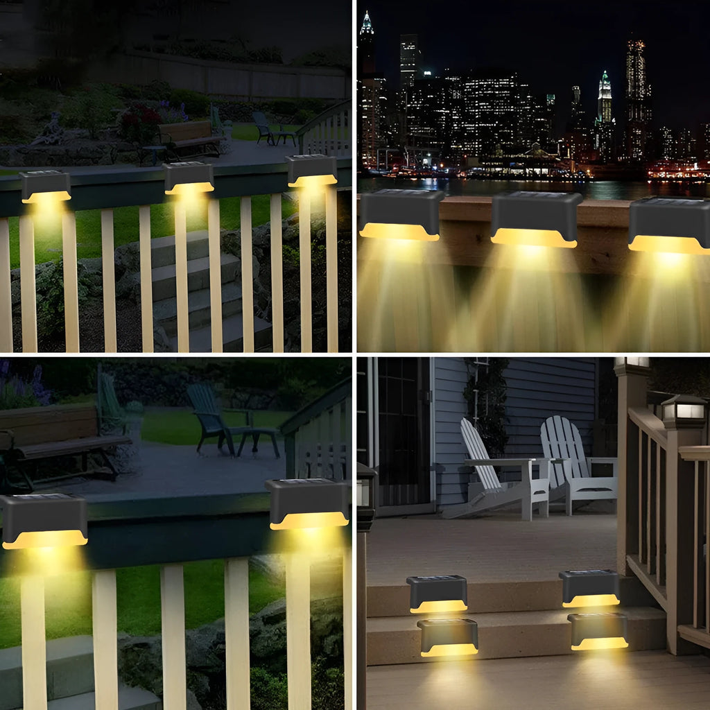 Solar fence lamp 75 x 44 x 42 mm waterproof LED outdoor step light in black or brown