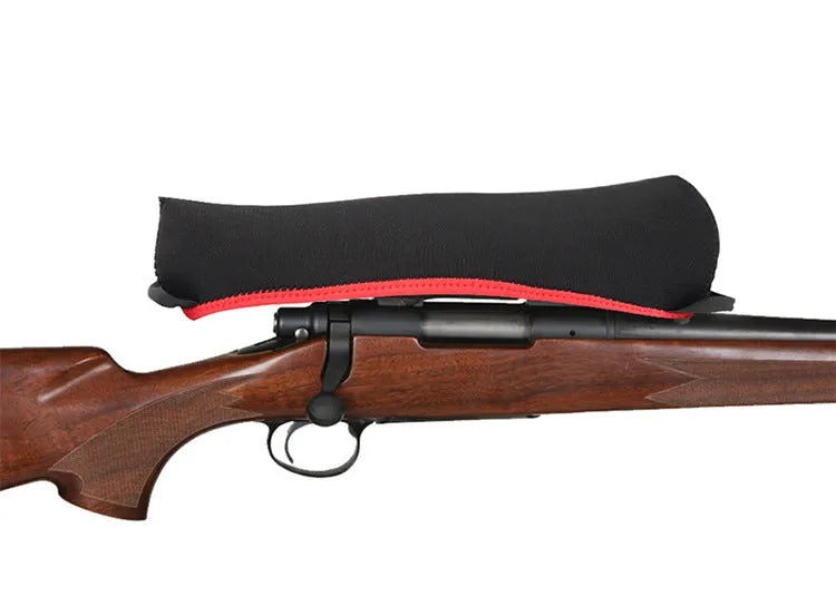 Reversible neoprene tactical scope cover for rifle shotgun in black and camouflage print