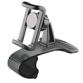 Black 360-degree adjustable universal car phone holder on a dashboard