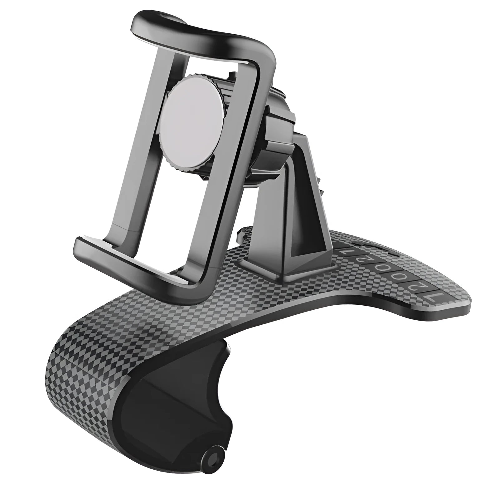 Black 360-degree adjustable universal car phone holder on a dashboard