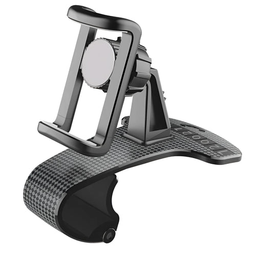 Black 360-degree adjustable universal car phone holder on a dashboard