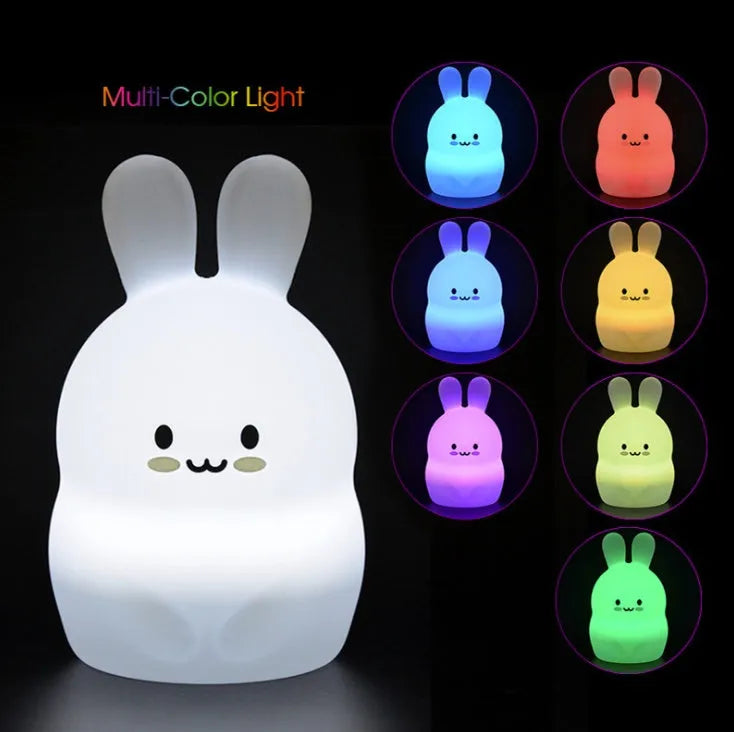 Silica gel LED nightlight with silicone shade, USB power, and two face styles: Happy and Smile