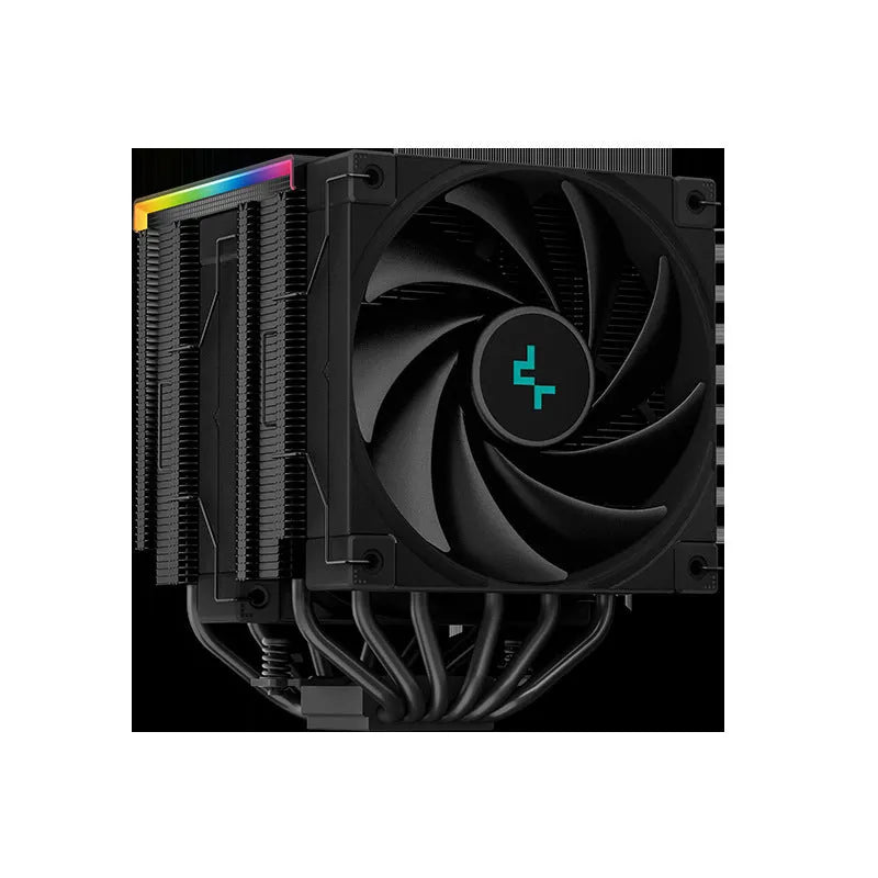 DeepCool AK Series black CPU tower air cooler with digital display and dual fans