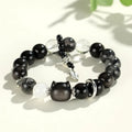 Silver Stone Fox Crystal Beaded Bracelet with diamond-shaped beads and electroplated finish