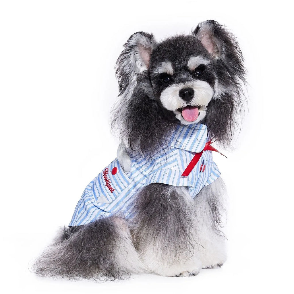 Blue Schnauzer summer thin pet shirt in 55% polyester and 45% cotton, casual unisex dog clothing