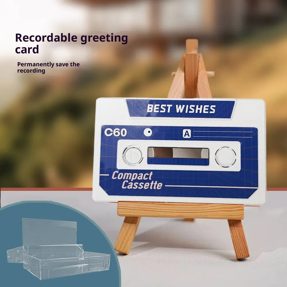 Sound recording greeting card with voice message, coated paper, 10x6x1.5 cm, for birthday or Valentine's Day