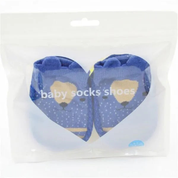 Baby anti-slip floor socks combed cotton jacquard 11cm pink cartoon pattern