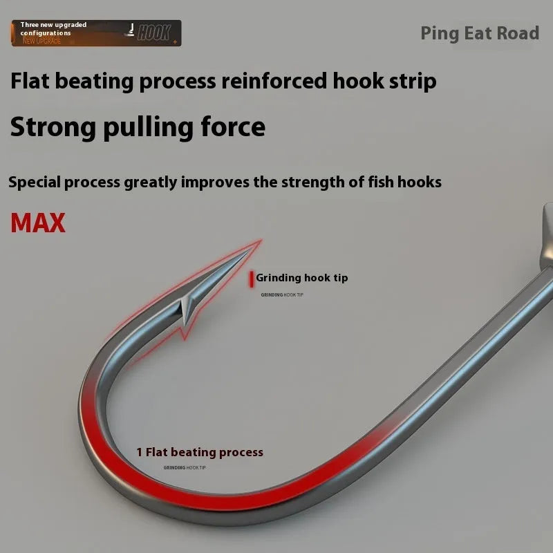 50-piece enhanced jig hook fishing set with strengthened construction and primary colour options