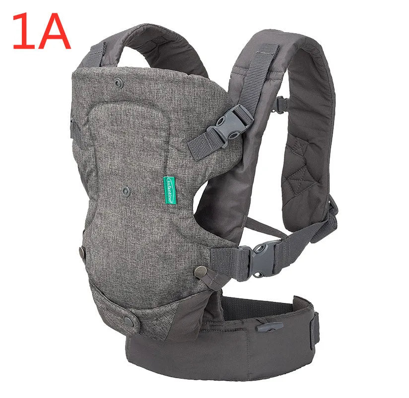 Multifunctional baby carrier in navy blue with adjustable front-hold sling, shoulder straps, 15kg maximum load, linen cloth and 210T pongee