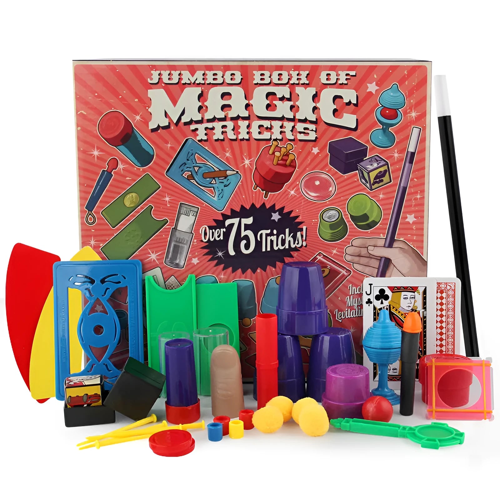 Purple and red magic props set for children aged 3-7 years with plastic construction