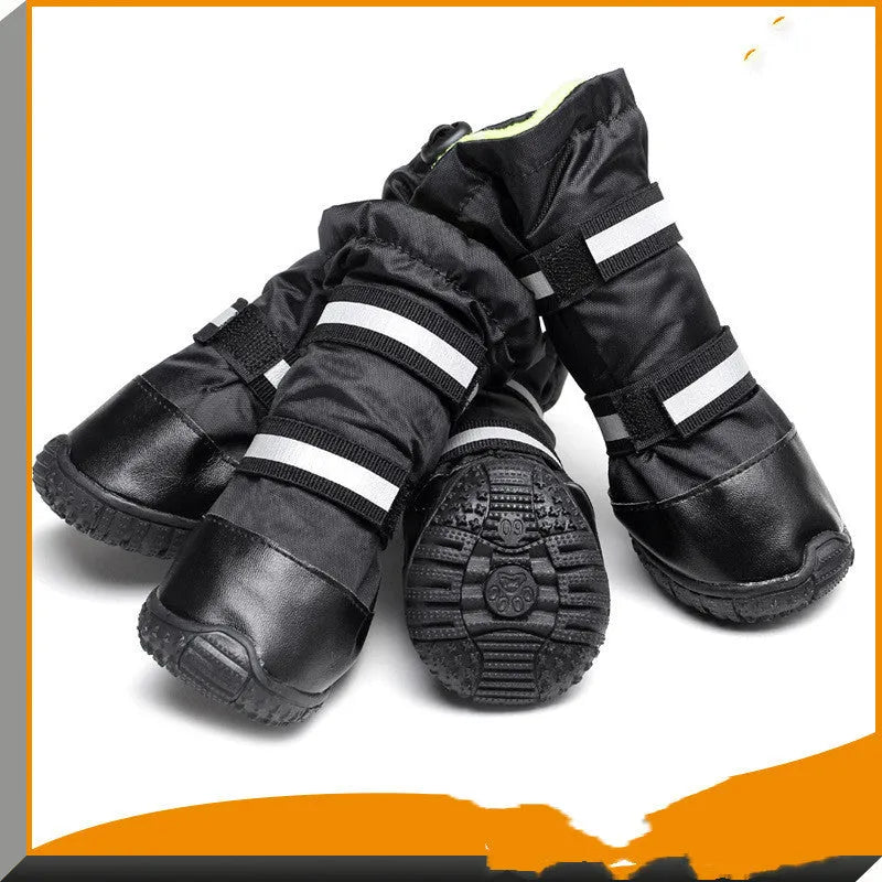 Waterproof dog rain boot in beef tendon fabric, black or blue, sizes XS to XXL for wet and snowy walks