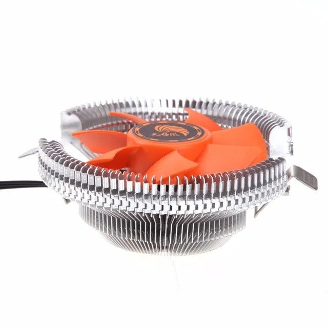 Orange 12V DC PC CPU cooler fan with square design and black chassis for Intel and AMD processors