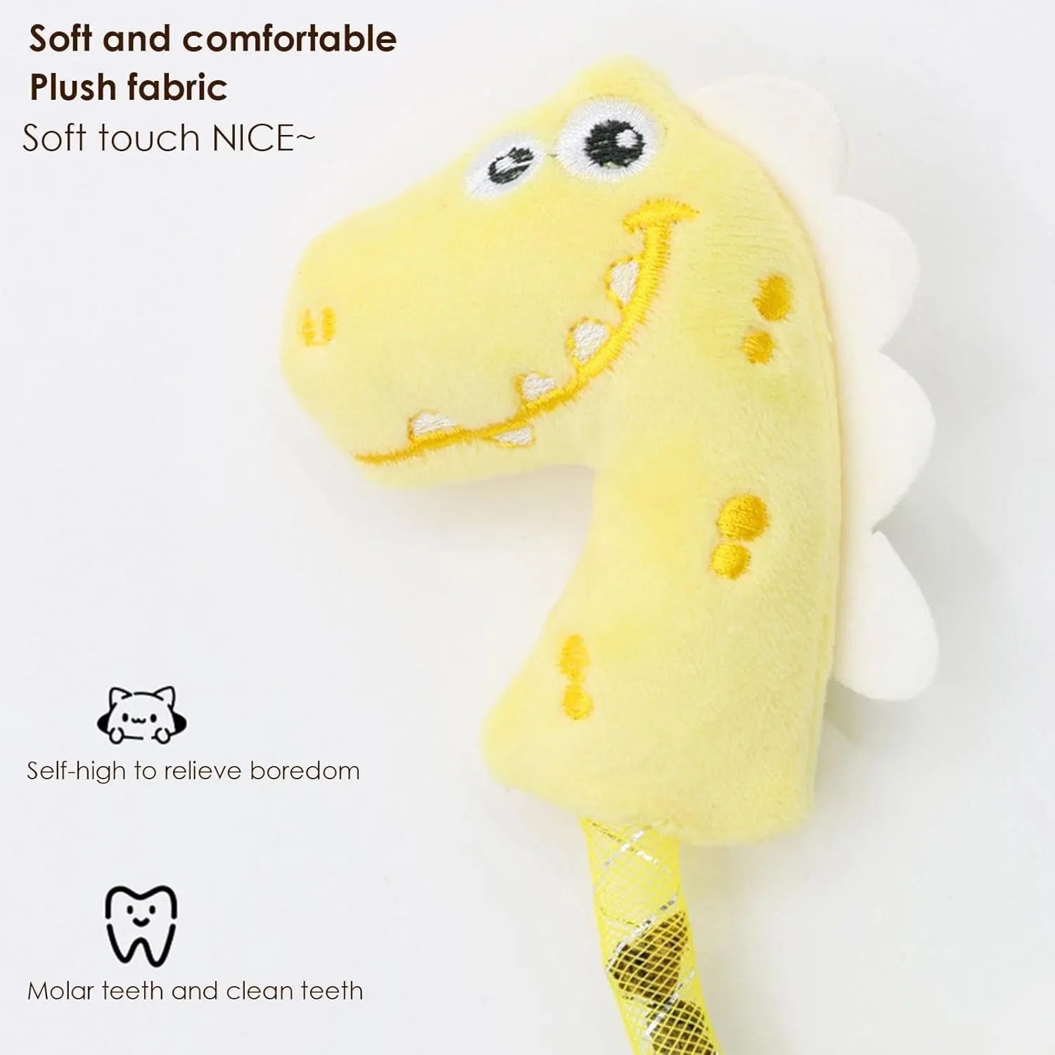 Set of four cat chew toys including plush mouse, fish, bunny and catnip rope toys for teeth cleaning