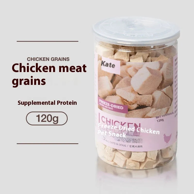 500g freeze-dried chicken cat treats in resealable bag or storage tin options