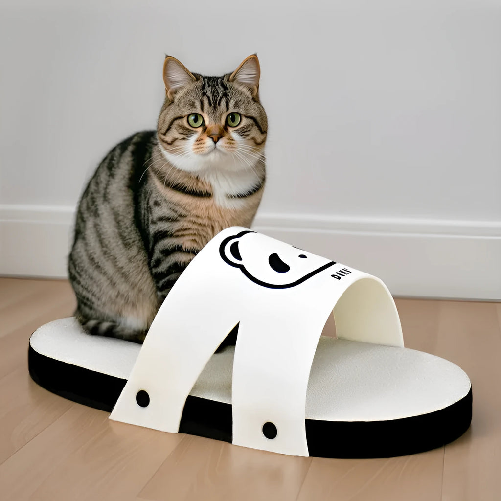 White slipper style corrugated paper cat scratch board for cats