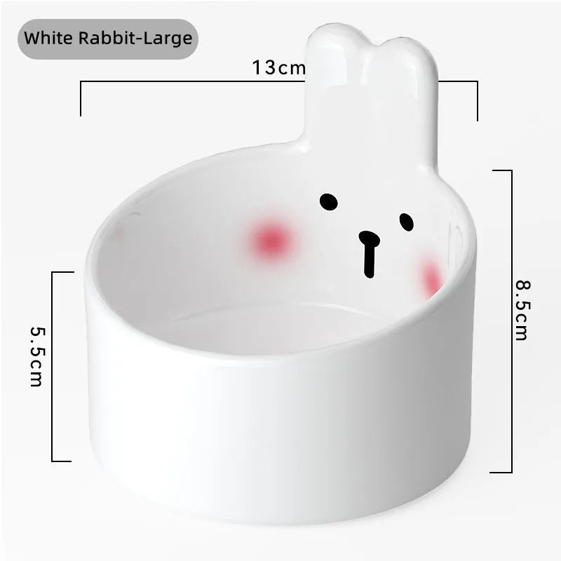 Blush critter ceramic pet bowl with neck protection design for dog and cat feeding