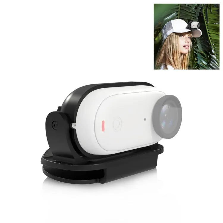 Black plastic magnetic camera bracket for Insta360 GO3 and GO3S with fixed frame cap clip