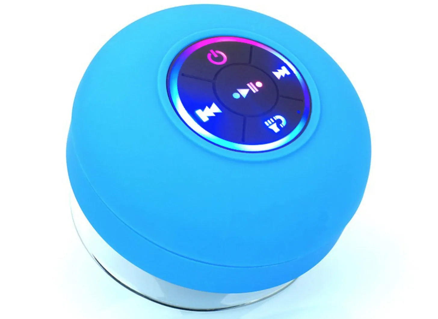 BTS07 large suction cup waterproof Bluetooth speaker with coloured lights, shown in black.
