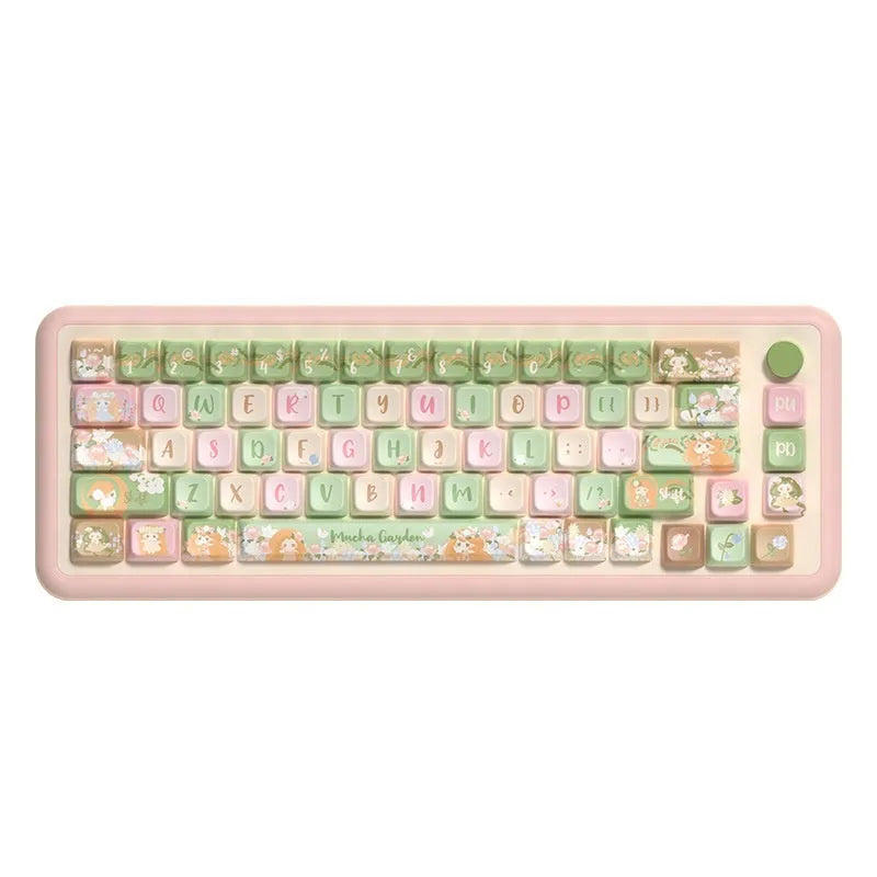 Summer Garden design mechanical keyboard keycaps with sublimation printing in 138-key or 158-key set options