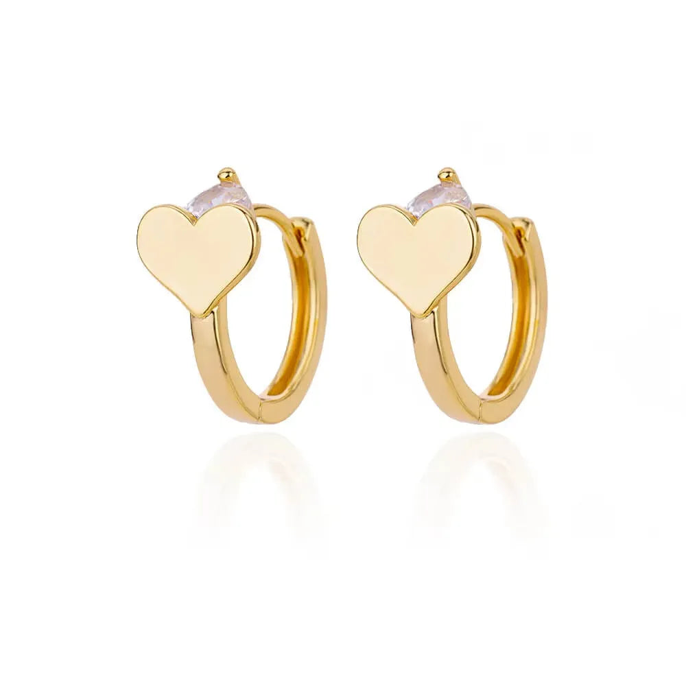 Heart-shaped stainless steel stud earrings with love-themed design elements in colour E3127G-5