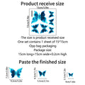 Blue luminous butterfly wall sticker 15x15cm PVC glowing on bedroom wall