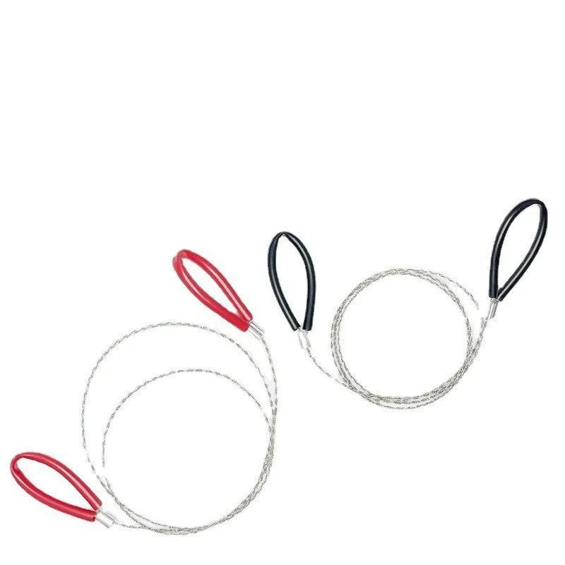 German stainless steel survival wire saw with leather case in black and red colour options.