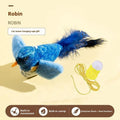 Plush vocal simulation squeaky bird cat toy in green and pink hanging bird designs