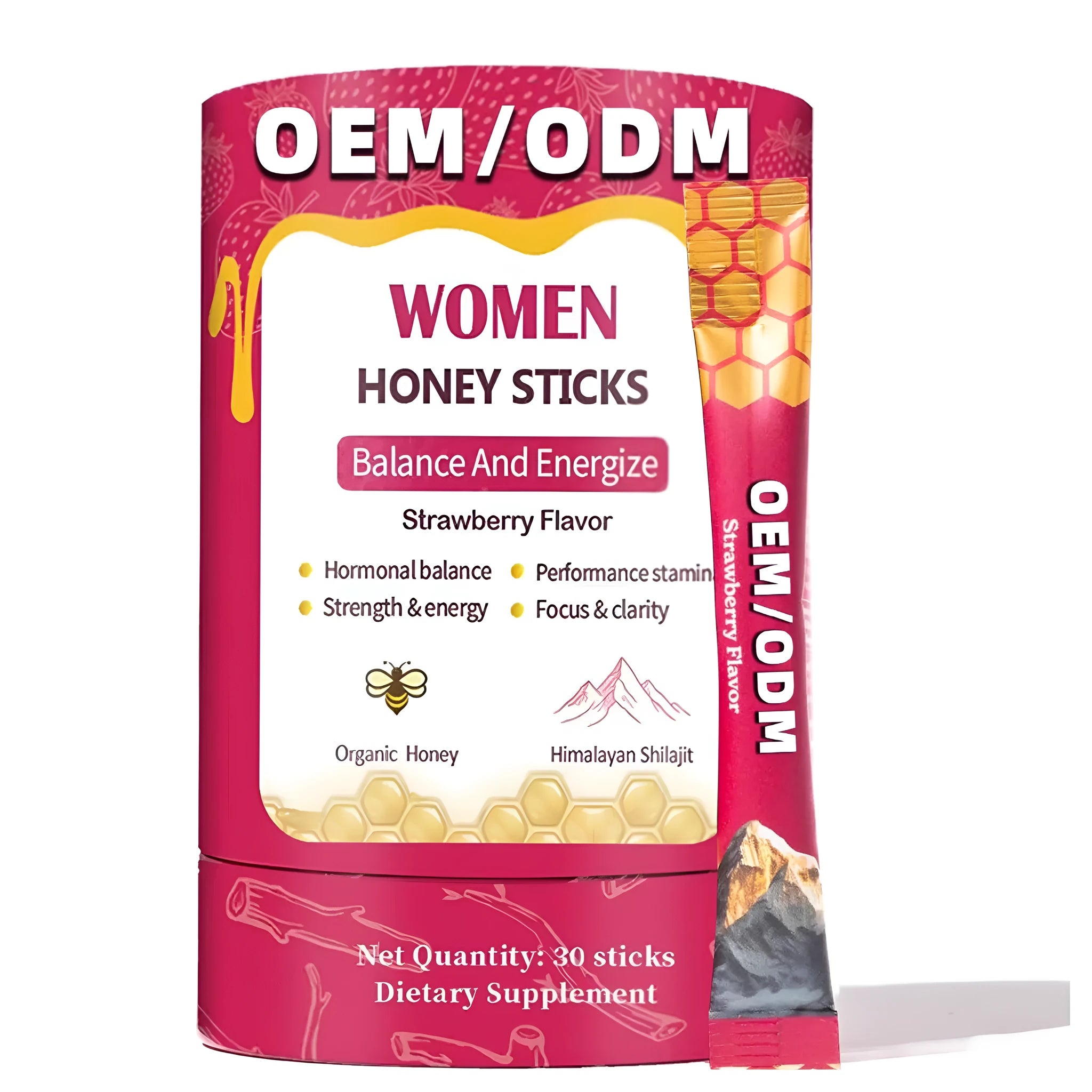 Shilajit honey sticks herbal supplement bottle with 30 resin sticks for energy immune support