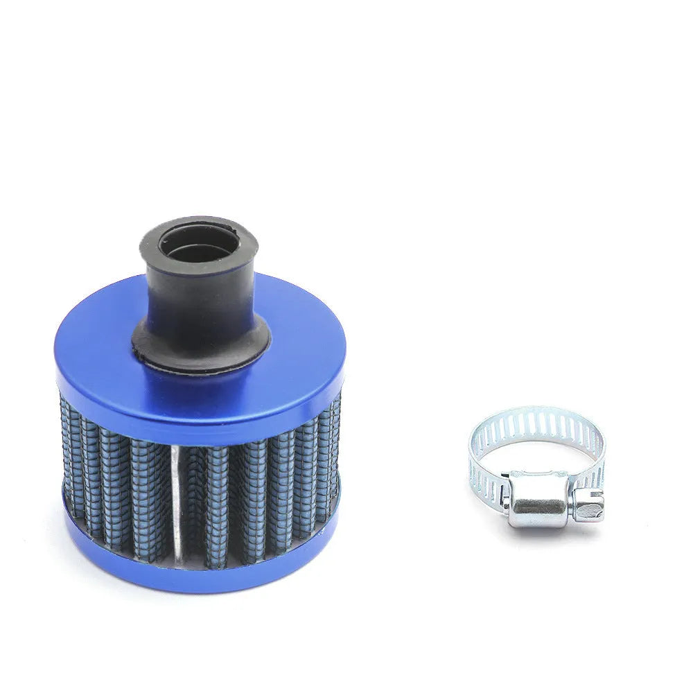 Car modification head air filter in silver with universal fit for engine intake replacement