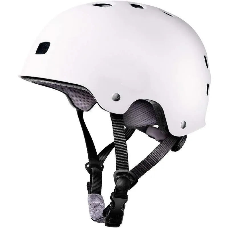 A children's skateboarding helmet shown in one of ten available colours, featuring an ABS plastic shell and EPS foam liner.