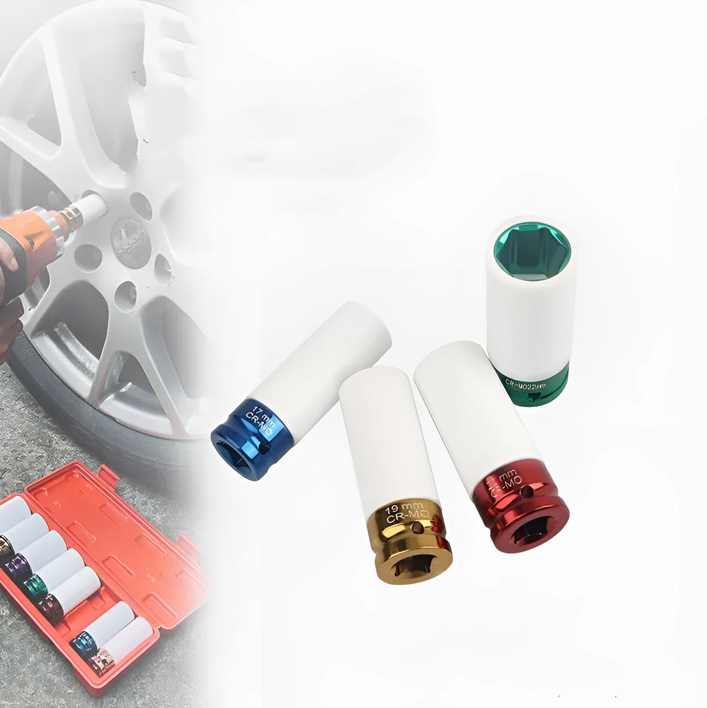 Single 45# steel hexagon socket for pneumatic wrench in 17mm, 19mm, 21mm, or 22mm size