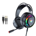 Black wired computer headset with microphone, large 50mm ear cups with sponge cushions, and a long 2.2m cable.