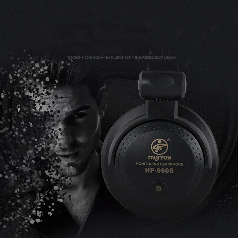 Tianyun HP-960B black electronic piano monitor headset with 3.5mm plug and long cable