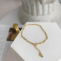Gold electroplated 925 silver chain bracelet for women with geometric shape, ins style hand jewellery
